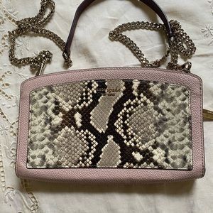 Kate Spade Dusty Rose Leather with Python. Never Used. Chain and Leather Strap.